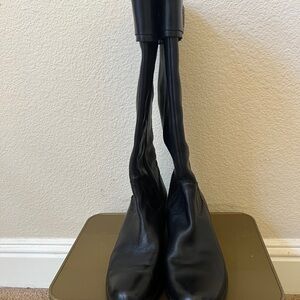 Black Flat Leather Boots